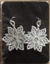 Poinsettia Silver Christmas Lace Earrings with Crystals