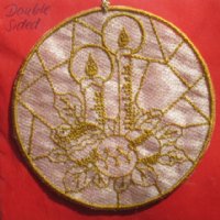 Double Sided Round Two Candle Christmas Lace Ornament